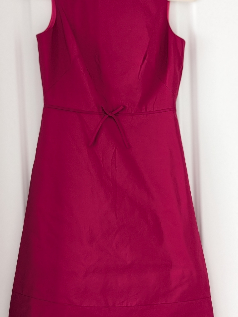 Sleeveless Fuchsia A-Line Dress with Waist Tie